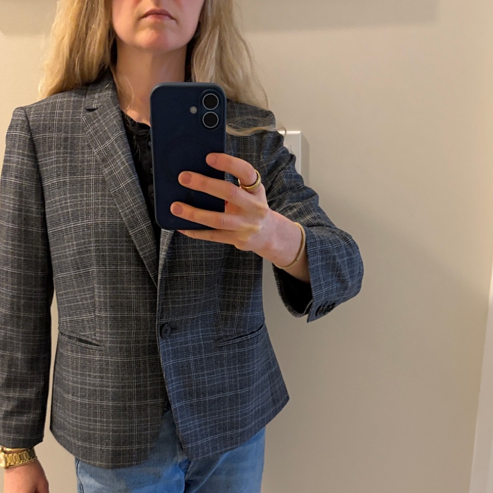 Ann Taylor Charcoal Plaid Blazer - Picture 4 of 6